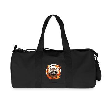 Herbstlicher Waschbär: Zwischen den Blättern - Recycelte Canvas-Sporttasche von Stanley/Stella - Schwarz - Vorne