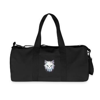 Chat - illustration - Sac de sport en toile recyclée Stanley/Stella - noir - Devant