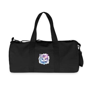 Chat - illustration - Sac de sport en toile recyclée Stanley/Stella - noir - Devant