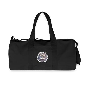 Chat - illustration - Sac de sport en toile recyclée Stanley/Stella - noir - Devant