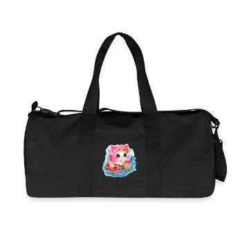 Chat - illustration - Sac de sport en toile recyclée Stanley/Stella - noir - Devant