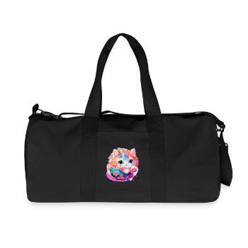 Chat - illustration - Sac de sport en toile recyclée Stanley/Stella - noir - Devant