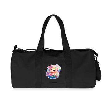 Chat - illustration - Sac de sport en toile recyclée Stanley/Stella - noir - Devant