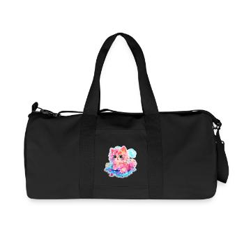 Chat - illustration - Sac de sport en toile recyclée Stanley/Stella - noir - Devant
