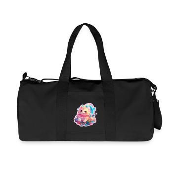 Chat - illustration - Sac de sport en toile recyclée Stanley/Stella - noir - Devant