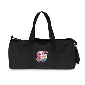 Chat - illustration - Sac de sport en toile recyclée Stanley/Stella - noir - Devant