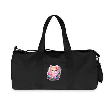 Chat - illustration - Sac de sport en toile recyclée Stanley/Stella - noir - Devant