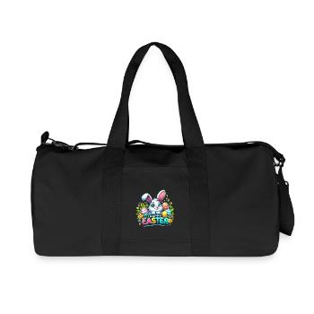 Happy Easter - Easter Bunny Illustration - Recycled Canvas Sports Bag by Stanley/Stella - black - Front