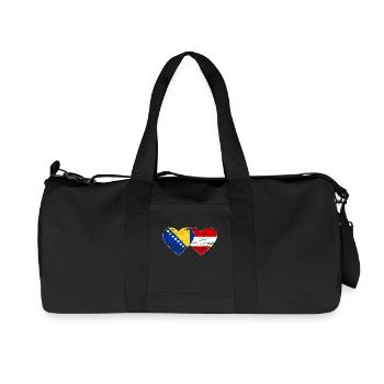 Bosnia Austria Flag Heart used - Recycled Canvas Sports Bag by Stanley/Stella - black - Front