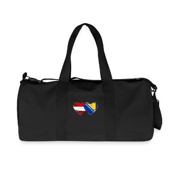 Bosnia Austria flag heart used - Recycled Canvas Sports Bag by Stanley/Stella - black - Front