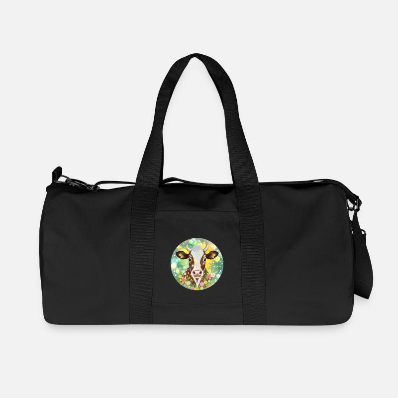T Shirt Motiv Kuh mit Blumenschmuck Geschenkidee - Recycelte Canvas-Sporttasche von Stanley/Stella - Schwarz