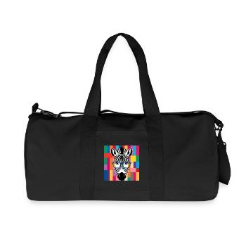 Zebra Cool mit Brille Bunt - Recycelte Canvas-Sporttasche von Stanley/Stella - Schwarz - Vorne