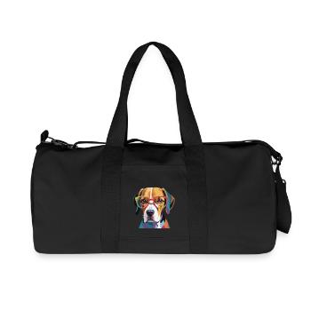 Beagle Dog Cool with Glasses - Recycled Canvas Sports Bag by Stanley/Stella - black - Front