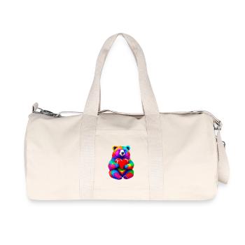 Rainbow Bear with Heart Colorful - Recycled Canvas Sports Bag by Stanley/Stella - natural - Front
