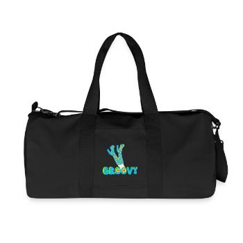 Retro-Vibes Flower Power - Recycelte Canvas-Sporttasche von Stanley/Stella - Schwarz - Vorne