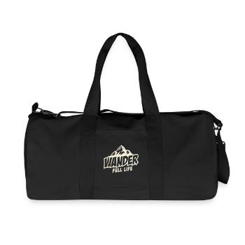 Wanderfull Life, pun on hiking with mountains - Recycled Canvas Sports Bag by Stanley/Stella - black - Front