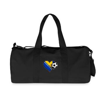 Bosnia Flag Football with Heart - Recycled Canvas Sports Bag by Stanley/Stella - black - Front