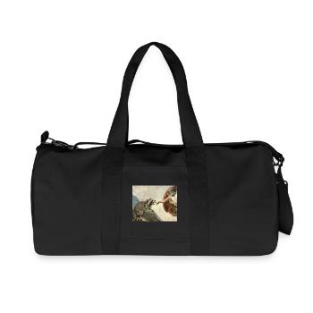 raccoon beating god's hand raccoon meme - Recycled Canvas Sports Bag by Stanley/Stella - black - Front