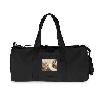 Cat Slaps God's Hand Funny Cats Meme - Recycled Canvas Sports Bag by Stanley/Stella - black - Front