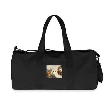 Cat Slaps God's Hand Funny Cats Meme - Recycled Canvas Sports Bag by Stanley/Stella - black - Front