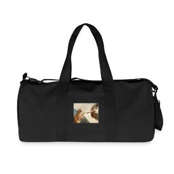 Cat Slaps God's Hand Funny Cats Meme - Recycled Canvas Sports Bag by Stanley/Stella - black - Front