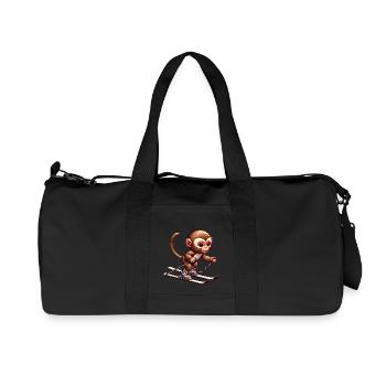 Singe mignon skiant en hiver - Sac de sport en toile recyclée Stanley/Stella - noir - Devant