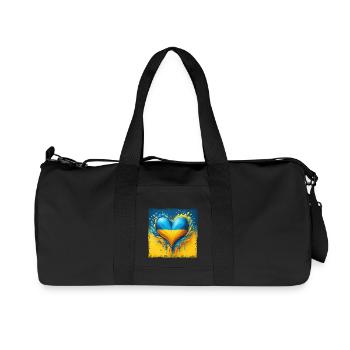Ukraine Heart Flag Water Drop Design - Recycled Canvas Sports Bag by Stanley/Stella - black - Front