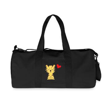 Cute Tiger with Heart Balloon - Baby Fashion - Birth - Recycled Canvas Sports Bag by Stanley/Stella - black - Front