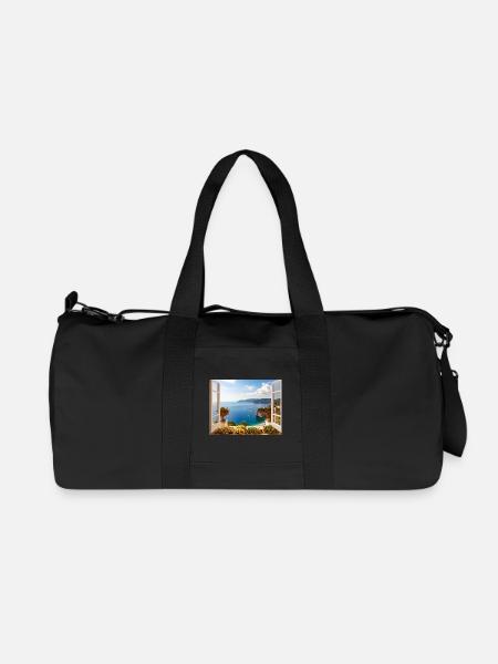 Panoramablick auf die Mittelmeerküste - Recycelte Canvas-Sporttasche von Stanley/Stella - Schwarz