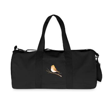 Little bird on branch nature illustration - Recycled Canvas Sports Bag by Stanley/Stella - black - Front