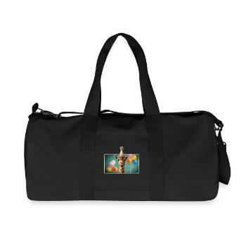 Giraffe Animals Zoo Party Jungle Zoo Birthday - Recycled Canvas Sports Bag by Stanley/Stella - black - Front