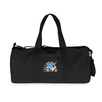 Elephant racing duo on motorcycle - Recycled Canvas Sports Bag by Stanley/Stella - black - Front