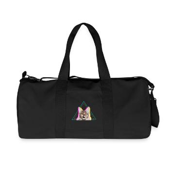 Neon Retro Katze Geometrisches Dreieck Kunst - Recycelte Canvas-Sporttasche von Stanley/Stella - Schwarz - Vorne