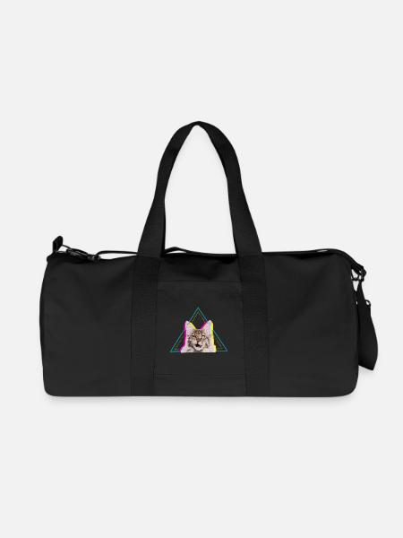 Neon Retro Katze Geometrisches Dreieck Kunst - Recycelte Canvas-Sporttasche von Stanley/Stella - Schwarz
