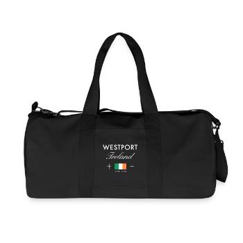 Coordonnées de Westport Irlande Souvenir de voyage - Sac de sport en toile recyclée Stanley/Stella - noir - Devant
