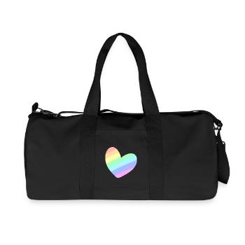 Coeur d'arc-en-ciel pastel - Sac de sport en toile recyclée Stanley/Stella - noir - Devant