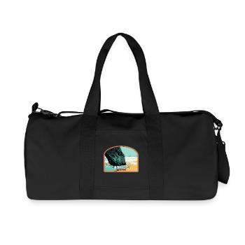 Illustration de la Plage d'Adraga, Sintra Portugal - Sac de sport en toile recyclée Stanley/Stella - noir - Devant
