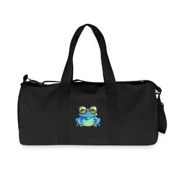 Cute frog with glasses – Nerdy - Recycled Canvas Sports Bag by Stanley/Stella - black - Front
