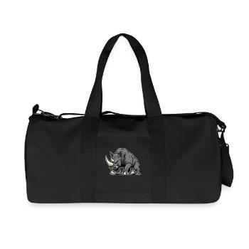 Rhinoceros Powerful Anger Wild Animal Logo - Recycled Canvas Sports Bag by Stanley/Stella - black - Front