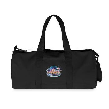 Futuristic city island in neon light - Recycled Canvas Sports Bag by Stanley/Stella - black - Front
