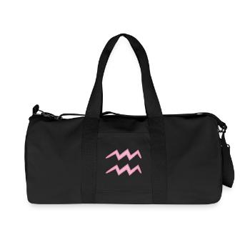 Aquarius Zodiac Sign Symbol Pastel Pink - Recycled Canvas Sports Bag by Stanley/Stella - black - Front