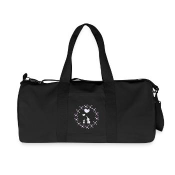 Zwei süsse Elefanten in einem Meer aus Herzen - Recycelte Canvas-Sporttasche von Stanley/Stella - Schwarz - Vorne