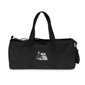 Graue Katze mit Sonnenbrille Porträt - Recycelte Canvas-Sporttasche von Stanley/Stella - Schwarz - Vorne