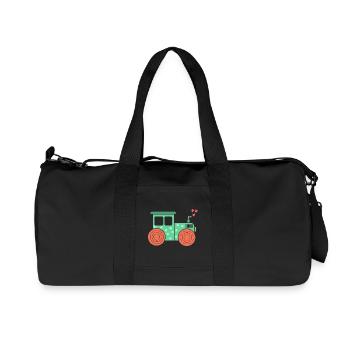 Herz Traktor Nutzfahrzeug Bauernhof Ackerbau Feld - Recycelte Canvas-Sporttasche von Stanley/Stella - Schwarz - Vorne