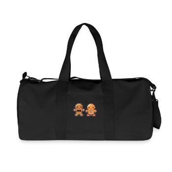 Femme en pain d’épices et bonhomme en pain d’épices - Sac de sport en toile recyclée Stanley/Stella - noir - Devant