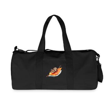 Mouse on Autumn Leaf Watercolor Motif - Recycled Canvas Sports Bag by Stanley/Stella - black - Front