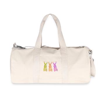 Bunny T-Shirt Cute Clothesline Easter Design Gift - Recycled Canvas Sports Bag by Stanley/Stella - natural - Front