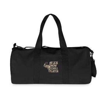Powerlifting Bodybuilder Flex Now Chill Later Gym - Recycelte Canvas-Sporttasche von Stanley/Stella - Schwarz - Vorne