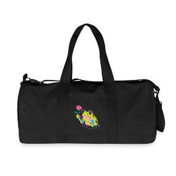 Flower Frog - Cute Frog Sticker - Recycled Canvas Sports Bag by Stanley/Stella - black - Front