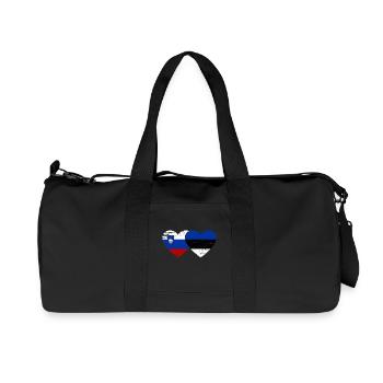 Slovenia Estonia flag heart used - Recycled Canvas Sports Bag by Stanley/Stella - black - Front